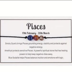 NWT! Pisces ️ Natural Faceted Stone Handmade Braided Beaded Bracelet NEW